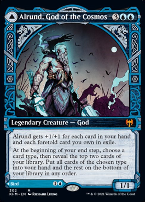 Alrund, God of the Cosmos / Hakka, Whispering Raven (Showcase) (Kaldheim) Light Play