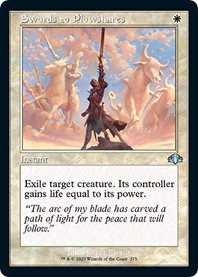 Swords to Plowshares (Retro Frame) (Dominaria Remastered) Light Play Foil