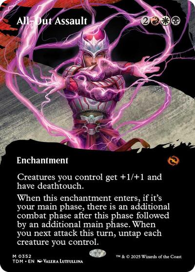 All-Out Assault (Borderless) (Tarkir: Dragonstorm) Light Play Foil