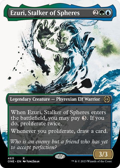 Ezuri, Stalker of Spheres (Showcase) (Step-and-Compleat Foil) (Phyrexia: All Will Be One) Light Play Foil