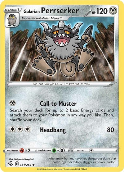 Galarian Perrserker (SWSH08: Fusion Strike) Light Play Reverse Holofoil
