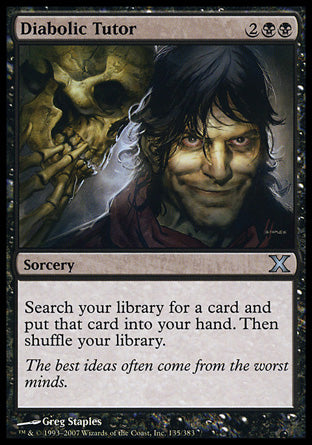 Diabolic Tutor (10th Edition) Light Play