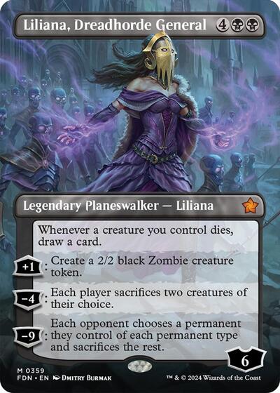 Liliana, Dreadhorde General (Borderless) (Foundations) Light Play