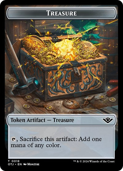 Treasure / Human Rogue Double-Sided Token (Outlaws of Thunder Junction) Near Mint Foil