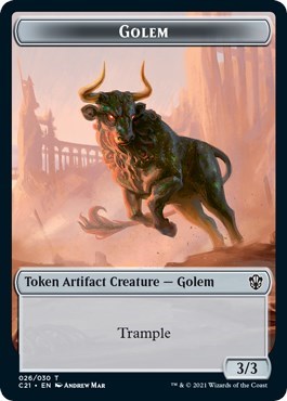 Golem (26) / Thopter Double-sided Token (Commander 2021) Light Play