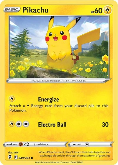 Pikachu (SWSH07: Evolving Skies) Near Mint Reverse Holofoil