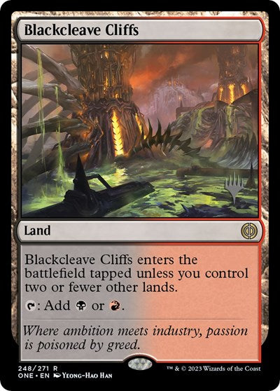 Blackcleave Cliffs (Promo Pack: Phyrexia: All Will Be One) Light Play Foil