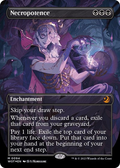 Necropotence (Anime Borderless) (Confetti Foil) (Wilds of Eldraine: Enchanting Tales) Light Play Foil