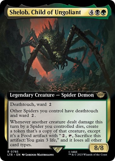 Shelob, Child of Ungoliant (Extended Art) (Surge Foil) (Universes Beyond: The Lord of the Rings: Tales of Middle-earth) Light Play Foil