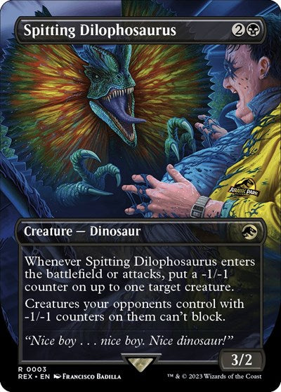 Spitting Dilophosaurus (Borderless) (Universes Beyond: Jurassic World Collection) Near Mint Foil