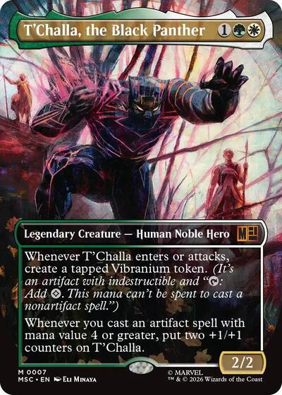 T'Challa, the Black Panther (Borderless) (Commander: Marvel Super Heroes) Light Play