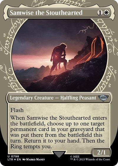Samwise the Stouthearted (Showcase) (Surge Foil) (Universes Beyond: The Lord of the Rings: Tales of Middle-earth) Medium Play Foil