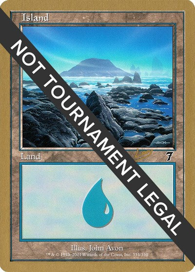 Island (334) - 2002 Raphael Levy (7ED) (World Championship Decks) Medium Play