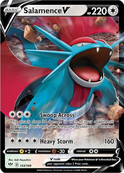 Salamence V (SWSH03: Darkness Ablaze) Light Play Holofoil
