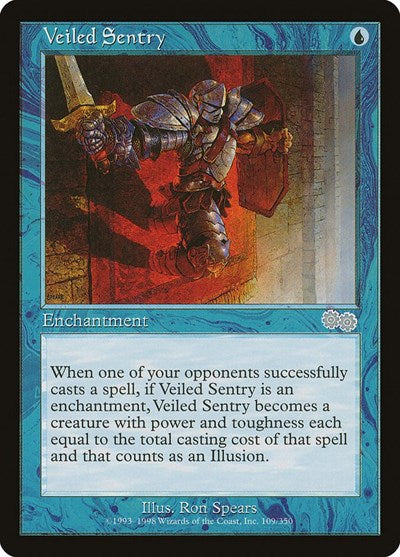 Veiled Sentry (Urza's Saga) Light Play