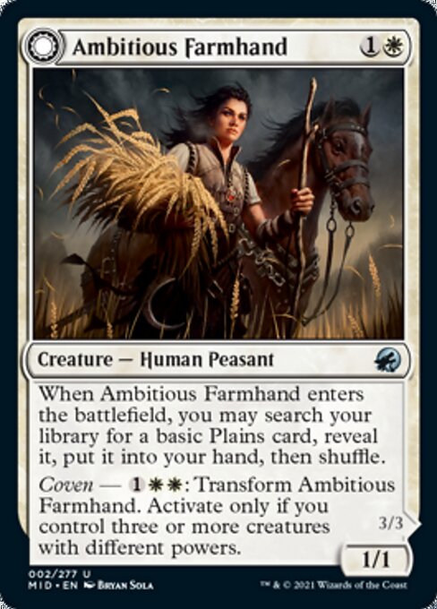 Ambitious Farmhand / Seasoned Cathar (Innistrad: Midnight Hunt) Light Play Foil