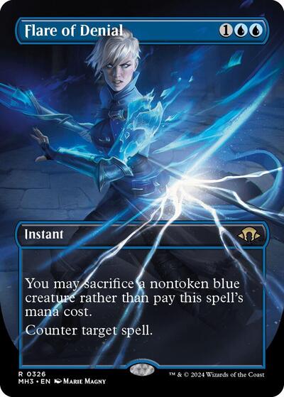 Flare of Denial (Borderless) (Modern Horizons 3) Light Play Foil