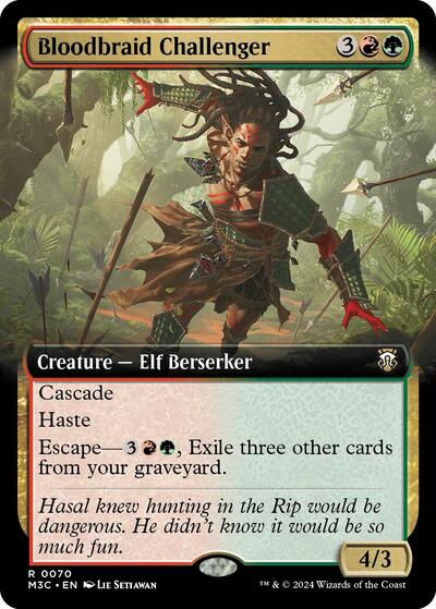 Bloodbraid Challenger (Extended Art) (Ripple Foil) (Commander: Modern Horizons 3) Medium Play Foil