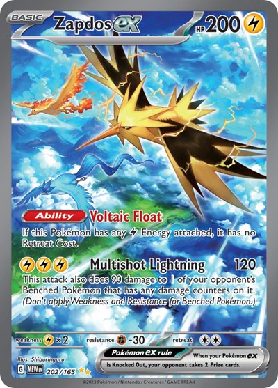 Zapdos ex - 202 (Scarlet and Violet: 151) Near Mint Holofoil