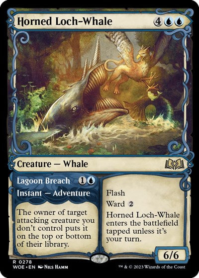 Horned Loch-Whale (Showcase) (Wilds of Eldraine) Damaged / Poor Foil