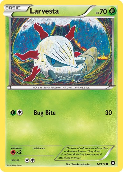 Larvesta (XY - Steam Siege) Light Play Reverse Holofoil
