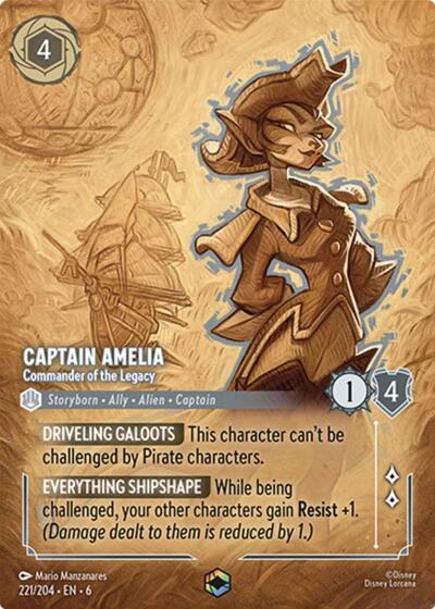 Captain Amelia - Commander of the Legacy (Enchanted) (Azurite Sea) Near Mint Holofoil