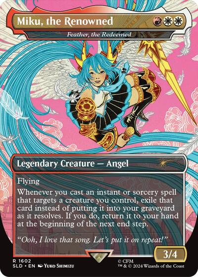 Miku, the Renowned - Feather, the Redeemed (Rainbow Foil) (Secret Lair) Light Play Foil