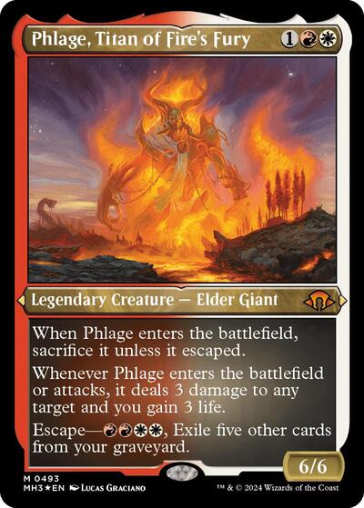 Phlage, Titan of Fire's Fury (Foil Etched) (Modern Horizons 3) Light Play Foil
