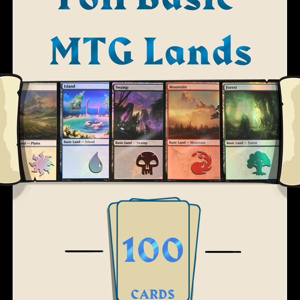 mtg land cards list 100 FOIL Basic Land Collection