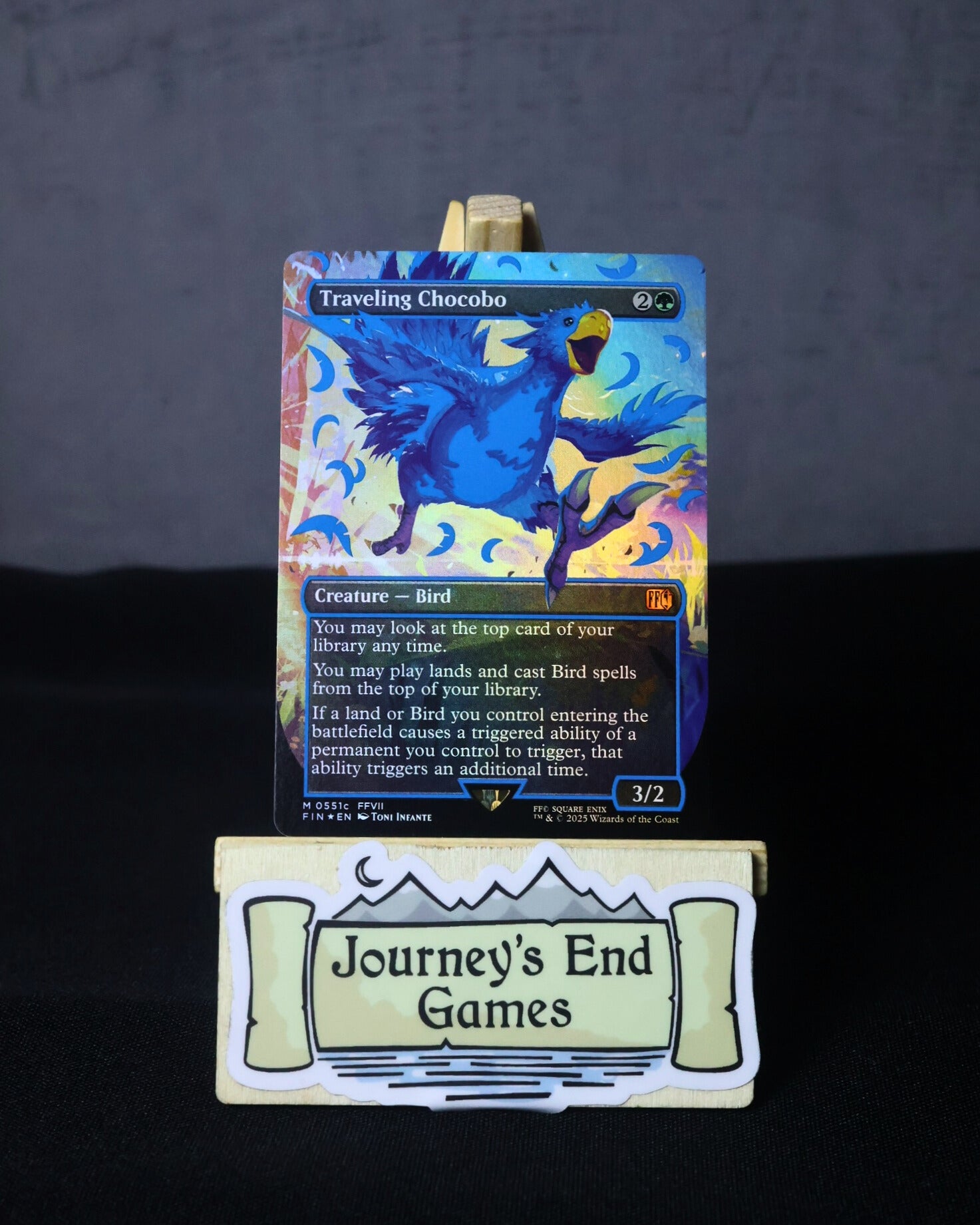 Traveling Chocobo (Borderless) (Neon Ink Blue) (Universes Beyond: FINAL FANTASY) Near Mint Foil
