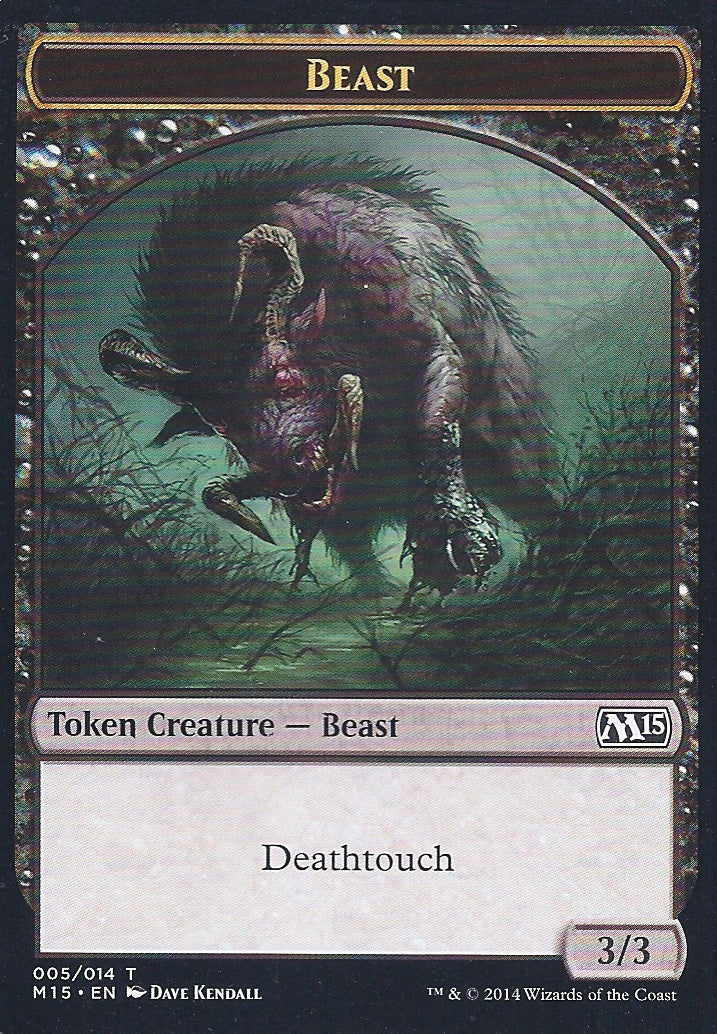 Beast Token (Black) (Magic 2015 Core Set) Light Play