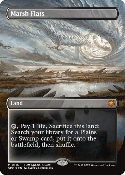 Marsh Flats (Borderless) (Dragonscale Foil) (Special Guests) Light Play Foil