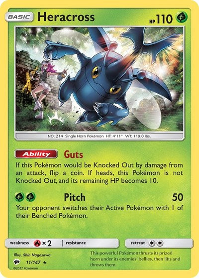 Heracross (SM - Burning Shadows) Light Play Reverse Holofoil