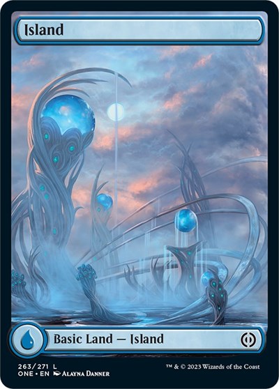 Island (263) - Full Art (Phyrexia: All Will Be One) Light Play