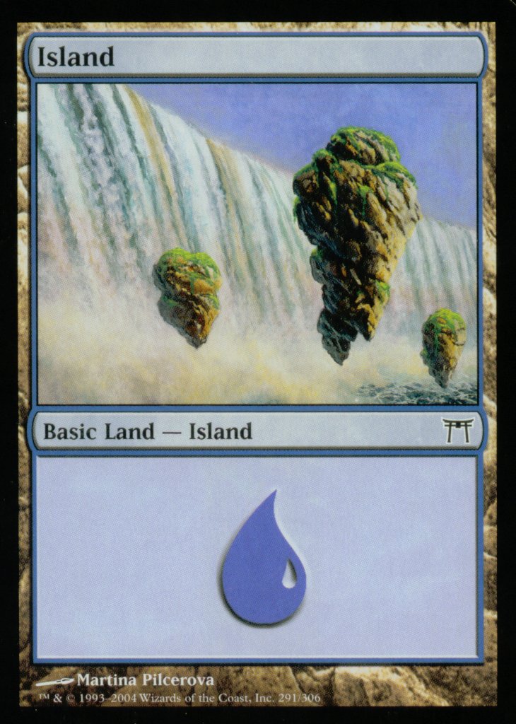 Island (291) (Champions of Kamigawa) Medium Play Foil