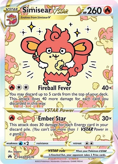 Simisear VSTAR (Crown Zenith: Galarian Gallery) Near Mint Holofoil