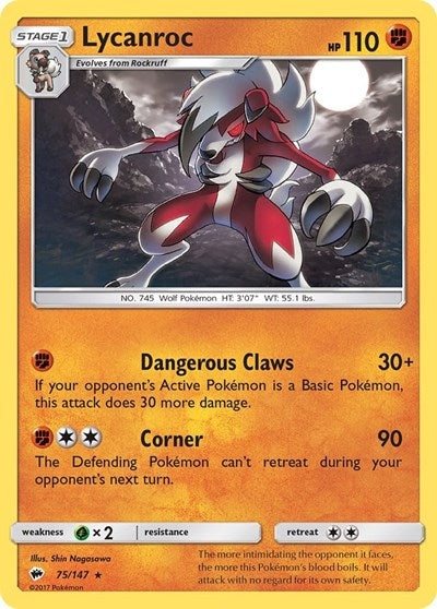 Lycanroc (75) (SM - Burning Shadows) Light Play Holofoil