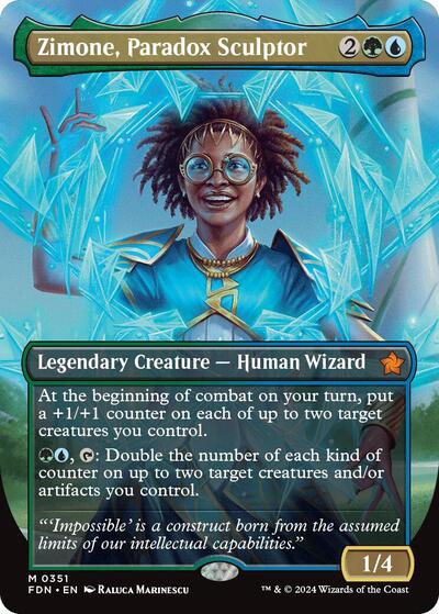 Zimone, Paradox Sculptor (Borderless) (Foundations) Light Play Foil