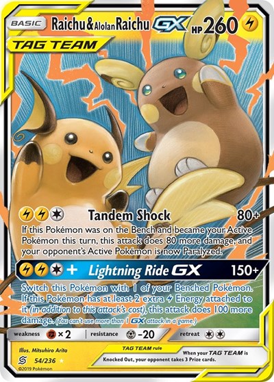 Raichu & Alolan Raichu GX (SM - Unified Minds) Near Mint Holofoil