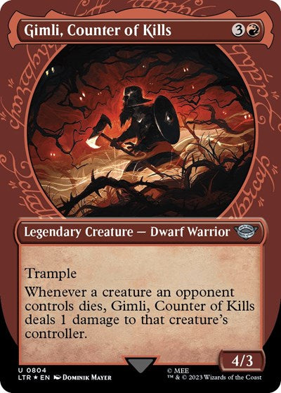 Gimli, Counter of Kills (Showcase) (Surge Foil) (Universes Beyond: The Lord of the Rings: Tales of Middle-earth) Light Play Foil