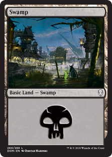 Swamp (260) (Dominaria) Medium Play Foil