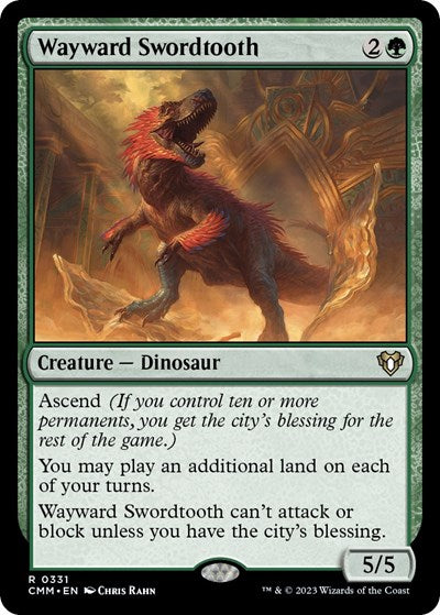 Wayward Swordtooth (Commander Masters) Light Play Foil