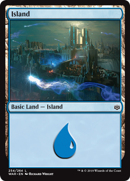 Island (254) (War of the Spark) Medium Play Foil