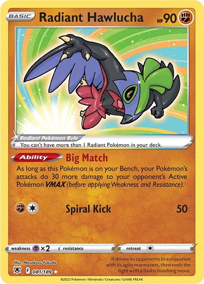 Radiant Hawlucha (SWSH10: Astral Radiance) Light Play Holofoil