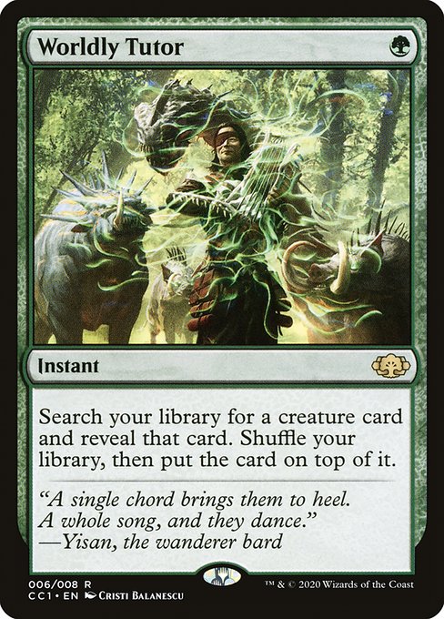 Worldly Tutor (Commander Collection: Green) Medium Play Foil