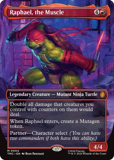 Raphael, the Muscle (Borderless) (Commander: Teenage Mutant Ninja Turtles) Light Play Foil