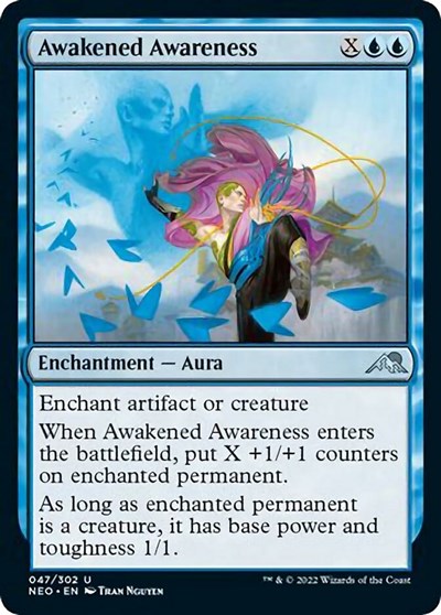 Awakened Awareness (Kamigawa: Neon Dynasty) Medium Play Foil