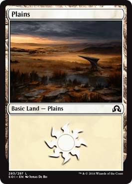 Plains (283) (Shadows Over Innistrad) Medium Play Foil