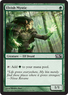 Elvish Mystic (Magic 2014 Core Set) Heavy Play Foil