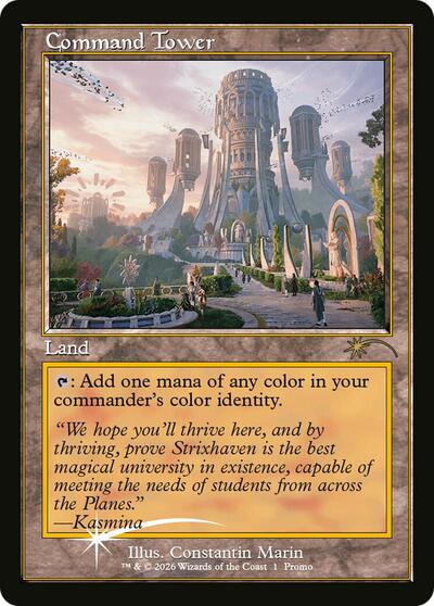 Command Tower (Strixhaven: Omens of Chaos) (Promos: Media) Damaged / Poor Foil